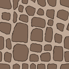Stones handdrawn seamless brown pattern. Vector illustration.