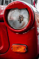 detail of a retro red car