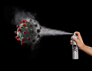 Kill the virus applying vaccine and cure concept idea