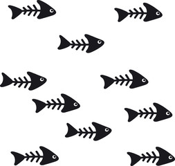 Fish skeleton. Black simple vector illustration