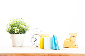 shopping online concept- home delivery for shopping online business. shop at home.  Online shopping delivery.