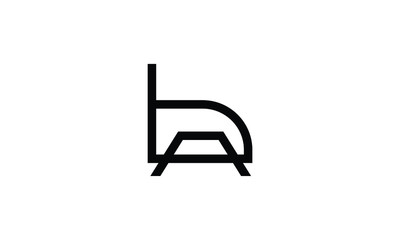 Line art alphabets BA or Ab sofa chair letter mark monogram luxury symbol vector icon logo template