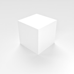 Simple White Square Box mockup on white background for minimal design,3D illustration.