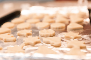 Fototapeta na wymiar homemade cookies preparation for christmas