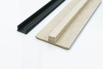 Interior threshold. A joint connecting floor coverings. without visible mounts.