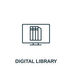 Digital Library icon from e-learning collection. Simple line element Digital Library symbol for templates, web design and infographics