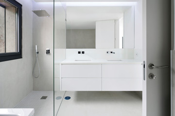 Home interior, modern bathroom.