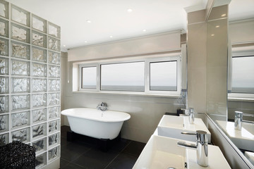 Home interior, modern bathroom.