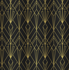 ART DECO SEAMLESS PATTERN BACKGROUND. LUXURY GOLD AND BLACK DESIGN. 