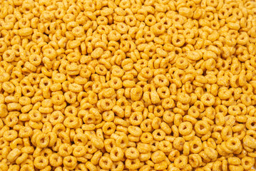 Corn-flakes background and texture. Top view.