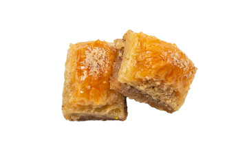 Delicious sweet baklava isolated on white background.