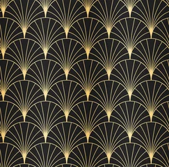 Room darkening curtains Black and Gold ART DECO SEAMLESS PATTERN BACKGROUND. LUXURY GOLD AND BLACK DESIGN. 