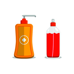 vector illustration of hand wash bottles and spray bottles for cleaning germs, bacteria, viruses, etc.
