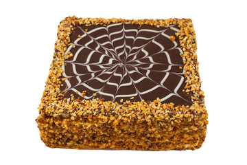 Tasty esterhazy cake isolated on white.
