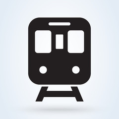Metro Train transportation icon, front view. Subway transport symbol. vector illustration.