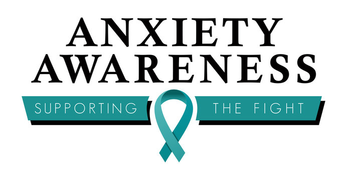 Anxiety Awareness Logo | Vector Teal Ribbon | Anxiety Disorder Graphic for Health Education & Social Media Use | Fundraising Symbol