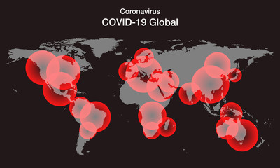 World map of the spread of Coronavirus (Covid-19).  Coronavirus disease 2020 situation worldwide coronavirus spread. illustration