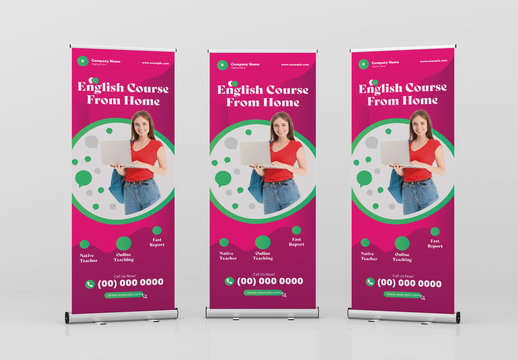 Standing Roll-Up Banner with Red and Green Accent