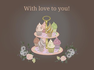 wedding invitation card with cake