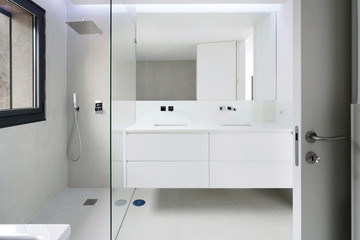 Home interior, modern bathroom. - 334232174