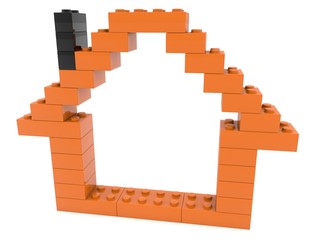 Home outline of brown toy bricks