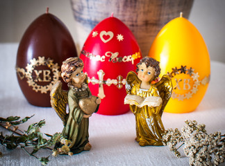  Easter. Easter candles and attributes.