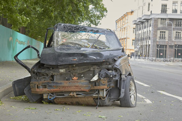 car crash accident on the road in the big city