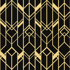 ART DECO SEAMLESS PATTERN BACKGROUND. LUXURY GOLD AND BLACK DESIGN. 