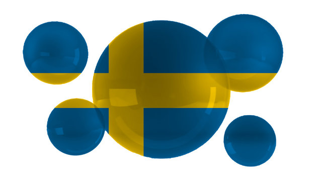 Background bubble with Sweden flag. 3D illustration