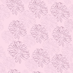 Repeat Daisy Wildflower Pattern with light pink background. Seamless floral pattern. blue Daisy. Stylish repeating texture. Repeating texture. 