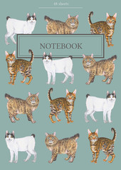 Pale tiffany notebook cover with cute purebred cats