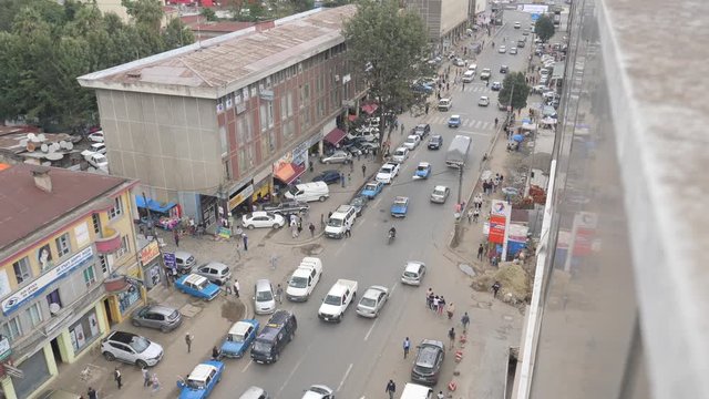 On normal day in Arat kilo, in addis ababa, this footage taken from 8th floor Dink sira building.