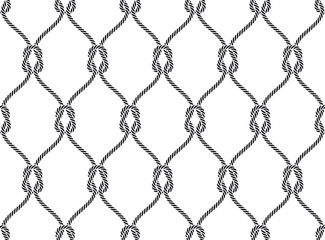 Vector rope, fishing net, seamless. White background.