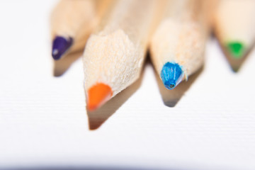 color pencils on white background