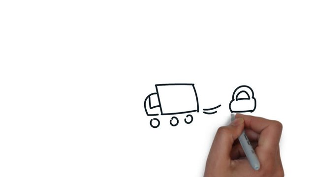 traffic transport line art doodle draw process whiteboard symbol sign concept 