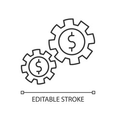 Assets pixel perfect linear icon. Business mechanism, working financial investments. Thin line customizable illustration. Contour symbol. Vector isolated outline drawing. Editable stroke