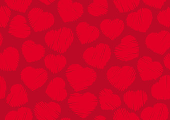Fototapeta na wymiar Vector hand made heart love seamless pattern background.