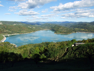Butoniga reservoir lake in the beautiful natural environment of the Istrian peninsula - Croatia...