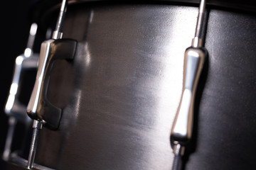 Detail of a drum kit closeup.