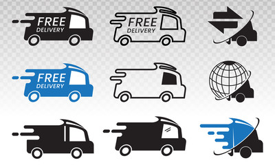 fast shipping / delivery truck package flat icons for apps and websites