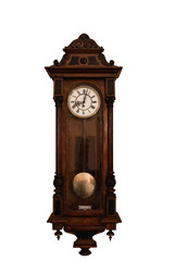 Grandfather clock in wooden case, europe, isolated