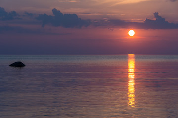 Sunset in calm summer evening in Hailuoto, Finland