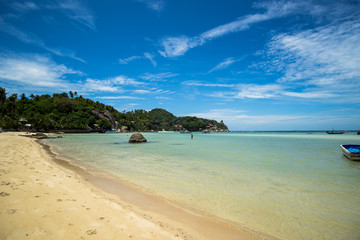 Fototapeta na wymiar Photo taked in September 2018. One of the many paradisiacal beaches that Koh Tao has