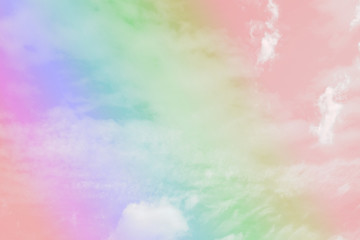 beauty soft viorainbow pastel with abstract white fluffy clouds on sky. multi color gradient shade image