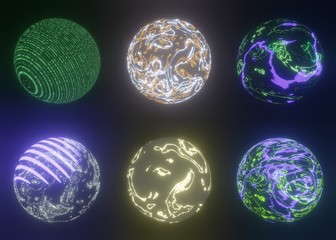 Fantastic planets of the solar system isolated on black background 3d rendering,