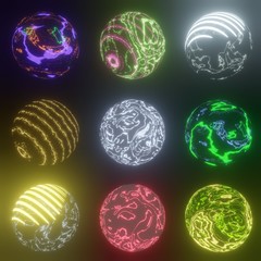 Fantastic planets of the solar system isolated on black background 3d rendering,