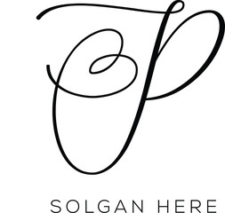 letter P handwriting logo vector