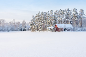 Old barn in snowy landscpe, Finland © Tiina Tuomaala