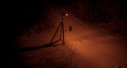 silhouette of man at sunset