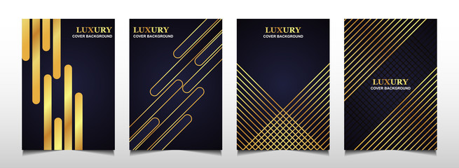 Set luxury premium cover layout design template with blue navy and golden line. Abstract vector a4 graphic can use Product Package, Annual report, Business brochure , wedding invitation card, flyer